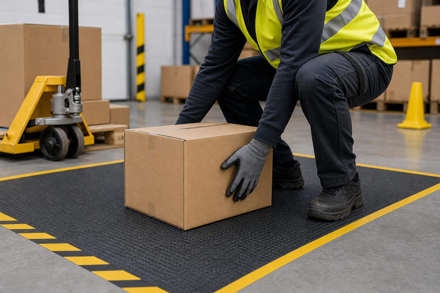 Warehouse manual handling training with boxes